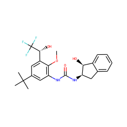 COc1c(NC(=O)N[C@@H]2Cc3ccccc3[C@@H]2O)cc(C(C)(C)C)cc1[C@@H](O)C(F)(F)F ZINC000142950675