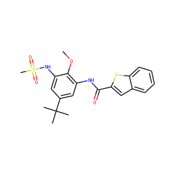 COc1c(NC(=O)c2cc3ccccc3s2)cc(C(C)(C)C)cc1NS(C)(=O)=O ZINC000028710592