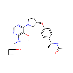 COc1c(NCC2(O)CCC2)ncnc1N1CC[C@@H](Oc2ccc([C@H](C)NC(C)=O)cc2)C1 ZINC000261133401