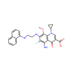 COc1c(NCCNc2cccc3ccccc23)c(F)c(N)c2c(=O)c(C(=O)O)cn(C3CC3)c12 ZINC000072125772