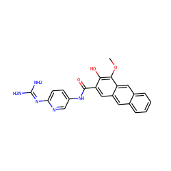 COc1c(O)c(C(=O)Nc2ccc(N=C(N)N)nc2)cc2cc3ccccc3cc12 ZINC000026160603
