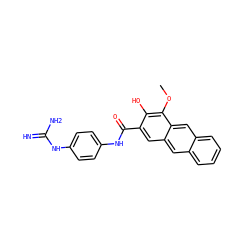 COc1c(O)c(C(=O)Nc2ccc(NC(=N)N)cc2)cc2cc3ccccc3cc12 ZINC000026171984