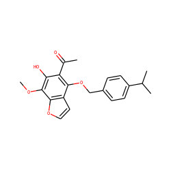 COc1c(O)c(C(C)=O)c(OCc2ccc(C(C)C)cc2)c2ccoc12 ZINC000013682308