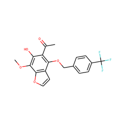 COc1c(O)c(C(C)=O)c(OCc2ccc(C(F)(F)F)cc2)c2ccoc12 ZINC000013682306