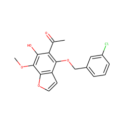 COc1c(O)c(C(C)=O)c(OCc2cccc(Cl)c2)c2ccoc12 ZINC000013682281