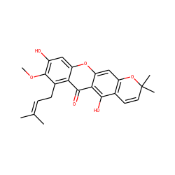 COc1c(O)cc2oc3cc4c(c(O)c3c(=O)c2c1CC=C(C)C)C=CC(C)(C)O4 ZINC000013382495