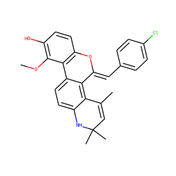 COc1c(O)ccc2c1-c1ccc3c(c1/C(=C/c1ccc(Cl)cc1)O2)C(C)=CC(C)(C)N3 ZINC000140369647