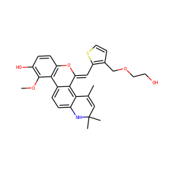 COc1c(O)ccc2c1-c1ccc3c(c1/C(=C/c1sccc1COCCO)O2)C(C)=CC(C)(C)N3 ZINC000014968557