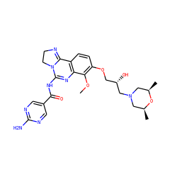 COc1c(OC[C@H](O)CN2C[C@H](C)O[C@H](C)C2)ccc2c1N=C(NC(=O)c1cnc(N)nc1)N1CCN=C21 ZINC000165896381