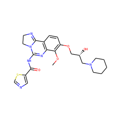 COc1c(OC[C@H](O)CN2CCCCC2)ccc2c1N=C(NC(=O)c1cncs1)N1CCN=C21 ZINC000167346484
