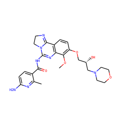 COc1c(OC[C@H](O)CN2CCOCC2)ccc2c1N=C(NC(=O)c1ccc(N)nc1C)N1CCN=C21 ZINC000167798637