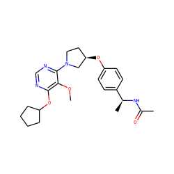COc1c(OC2CCCC2)ncnc1N1CC[C@@H](Oc2ccc([C@H](C)NC(C)=O)cc2)C1 ZINC000261144958