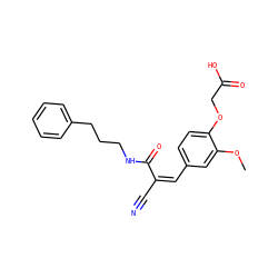 COc1cc(/C=C(/C#N)C(=O)NCCCc2ccccc2)ccc1OCC(=O)O ZINC000004724077