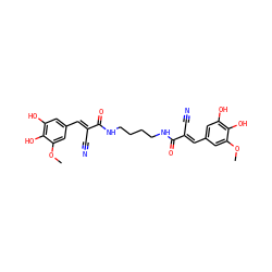 COc1cc(/C=C(\C#N)C(=O)NCCCCNC(=O)/C(C#N)=C/c2cc(O)c(O)c(OC)c2)cc(O)c1O ZINC000013676723