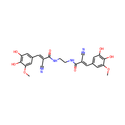 COc1cc(/C=C(\C#N)C(=O)NCCNC(=O)/C(C#N)=C/c2cc(O)c(O)c(OC)c2)cc(O)c1O ZINC000013676676