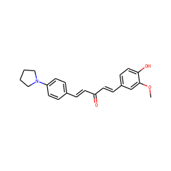 COc1cc(/C=C/C(=O)/C=C/c2ccc(N3CCCC3)cc2)ccc1O ZINC001772607545