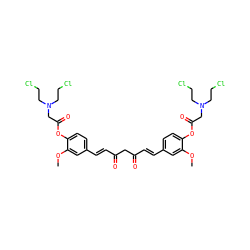 COc1cc(/C=C/C(=O)CC(=O)/C=C/c2ccc(OC(=O)CN(CCCl)CCCl)c(OC)c2)ccc1OC(=O)CN(CCCl)CCCl ZINC000150608557