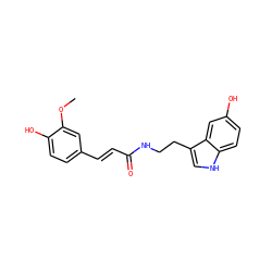 COc1cc(/C=C/C(=O)NCCc2c[nH]c3ccc(O)cc23)ccc1O ZINC000001587150