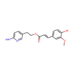 COc1cc(/C=C/C(=O)OCCc2ccc(N)nc2)ccc1O ZINC000653887165