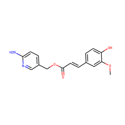 COc1cc(/C=C/C(=O)OCc2ccc(N)nc2)ccc1O ZINC000653872497