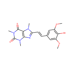 COc1cc(/C=C/c2nc3c(c(=O)n(C)c(=O)n3C)n2C)cc(OC)c1O ZINC000013826972