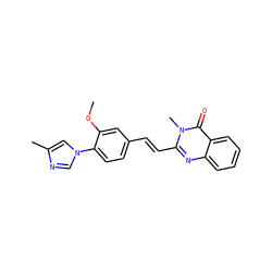 COc1cc(/C=C/c2nc3ccccc3c(=O)n2C)ccc1-n1cnc(C)c1 ZINC000066251338