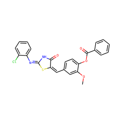 COc1cc(/C=C2/S/C(=N/c3ccccc3Cl)NC2=O)ccc1OC(=O)c1ccccc1 ZINC000016677228