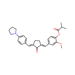 COc1cc(/C=C2\CC/C(=C\c3ccc(N4CCCC4)cc3)C2=O)ccc1OC(=O)C(C)C ZINC001772602485