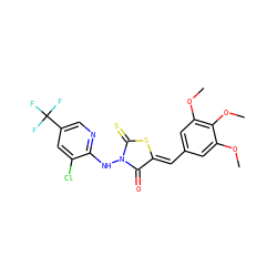 COc1cc(/C=C2\SC(=S)N(Nc3ncc(C(F)(F)F)cc3Cl)C2=O)cc(OC)c1OC ZINC000012558493