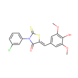 COc1cc(/C=C2\SC(=S)N(c3cccc(Cl)c3)C2=O)cc(OC)c1O ZINC000013943857
