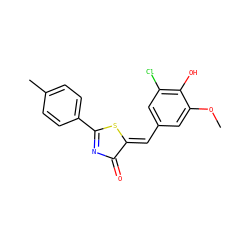 COc1cc(/C=C2\SC(c3ccc(C)cc3)=NC2=O)cc(Cl)c1O ZINC000000997458