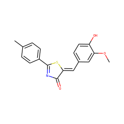 COc1cc(/C=C2\SC(c3ccc(C)cc3)=NC2=O)ccc1O ZINC000000257231