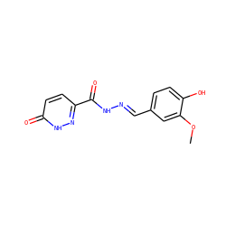 COc1cc(/C=N/NC(=O)c2ccc(=O)[nH]n2)ccc1O ZINC000008830068