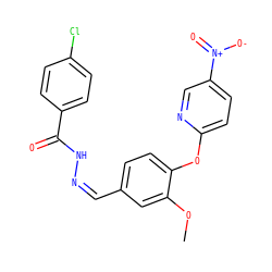 COc1cc(/C=N\NC(=O)c2ccc(Cl)cc2)ccc1Oc1ccc([N+](=O)[O-])cn1 ZINC000031849040