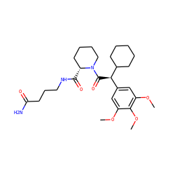 COc1cc([C@@H](C(=O)N2CCCC[C@H]2C(=O)NCCCC(N)=O)C2CCCCC2)cc(OC)c1OC ZINC000653687487