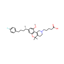 COc1cc([C@@H](C)CCCc2ccc(F)cc2)cc2c1C1=C(CCN(CCCCC(=O)O)C1)C(C)(C)O2 ZINC000013455702