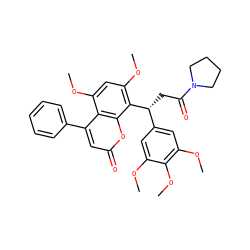 COc1cc([C@@H](CC(=O)N2CCCC2)c2c(OC)cc(OC)c3c(-c4ccccc4)cc(=O)oc23)cc(OC)c1OC ZINC000017545929