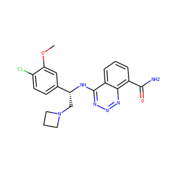 COc1cc([C@@H](CN2CCC2)Nc2nnnc3c(C(N)=O)cccc23)ccc1Cl ZINC000143384479