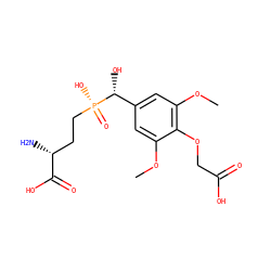 COc1cc([C@@H](O)[P@](=O)(O)CC[C@@H](N)C(=O)O)cc(OC)c1OCC(=O)O ZINC001772624966