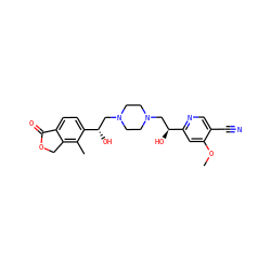 COc1cc([C@@H](O)CN2CCN(C[C@H](O)c3ccc4c(c3C)COC4=O)CC2)ncc1C#N ZINC000068248153