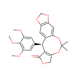 COc1cc([C@@H]2C3=C(COC3=O)OC(C)(C)Oc3cc4c(cc32)OCO4)cc(OC)c1OC ZINC000001640573