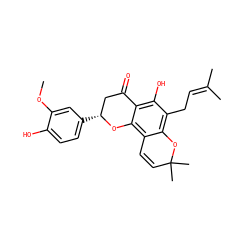 COc1cc([C@@H]2CC(=O)c3c(O)c(CC=C(C)C)c4c(c3O2)C=CC(C)(C)O4)ccc1O ZINC000013339860