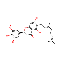 COc1cc([C@@H]2CC(=O)c3c(cc(O)c(C/C=C(\C)CCC=C(C)C)c3O)O2)cc(O)c1O ZINC000040872708