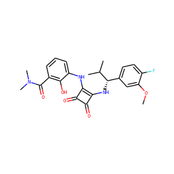 COc1cc([C@H](Nc2c(Nc3cccc(C(=O)N(C)C)c3O)c(=O)c2=O)C(C)C)ccc1F ZINC000101135400