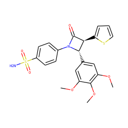COc1cc([C@H]2[C@H](c3cccs3)C(=O)N2c2ccc(S(N)(=O)=O)cc2)cc(OC)c1OC ZINC001772598267