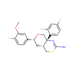 COc1cc([C@H]2C[C@H]3CSC(N)=N[C@@]3(c3ccc(F)cc3F)CO2)ccc1F ZINC000221091276