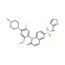 COc1cc([C@H]2CC[C@@H](C)CC2)c(F)cc1-n1c(=O)ccc2cc(S(=O)(=O)Nc3ccon3)ccc21 ZINC001772619015