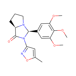 COc1cc([C@H]2N(c3cc(C)on3)C(=O)[C@H]3CCCN32)cc(OC)c1OC ZINC000058047758