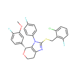 COc1cc([C@H]2OCCc3nc(SCc4c(F)cccc4Cl)n(-c4ccc(F)cc4)c32)ccc1F ZINC001772606684