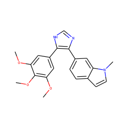 COc1cc(-c2[nH]cnc2-c2ccc3ccn(C)c3c2)cc(OC)c1OC ZINC000029411941